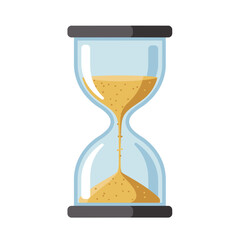 An hourglass filled with golden sand, symbolizing the passage of time, isolated on white