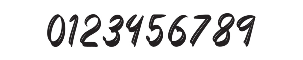Obraz premium Text base number art vector design. 0 1 2 3 4 5 6 7 8 9. number sign logotype icon. black brush style letter art. numbers 0-9. 