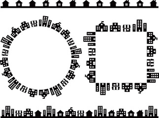 Obraz premium 街並みのフレームとライン モノトーン