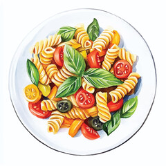 a cute colorful vegetable pasta served neatly on  plate