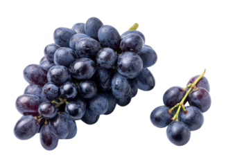 fresh black grapes on transparent background