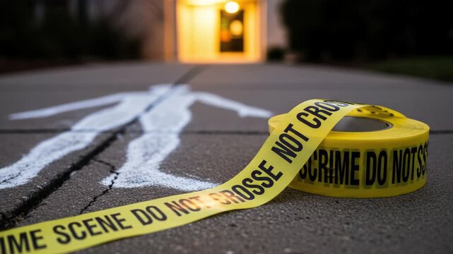 Intriguing scene unfolds a mysterious event marked by crime scene tape cautioning