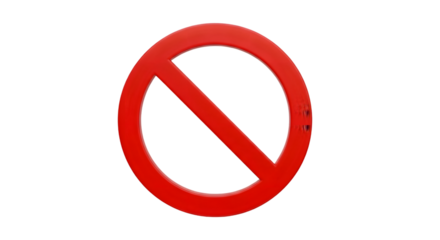 Red prohibition sign isolated on transparent background