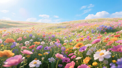 Obraz premium field of pink flowers