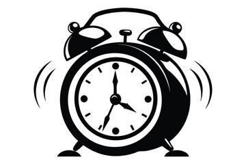 Black ringing alarm clock icon shows an early morning wake up call