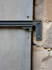 metal frame support hung on a nail in the old wall