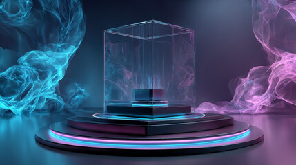 Abstract background, Futuristic pedestal for product presentation, Display modern. 3D illustration