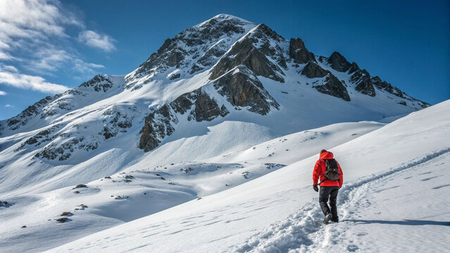 Snow mountain hiking adventure travel guide for winter sports and outdoor activities in the mountains - Powered by Adobe