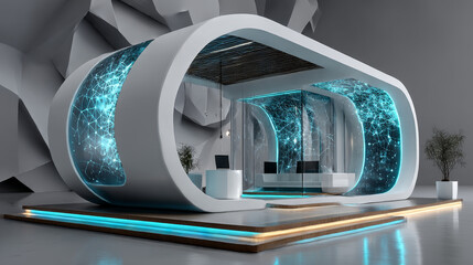 Abstract background, Futuristic pedestal for product presentation, Display modern. 3D illustration