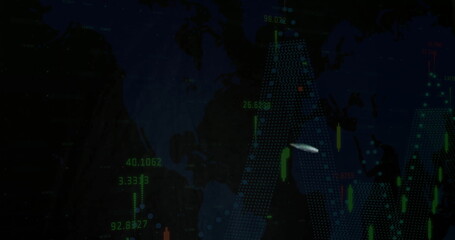 Displaying dotted triangular chart pointing upward on UI, with candlesticks and numeric overlays
