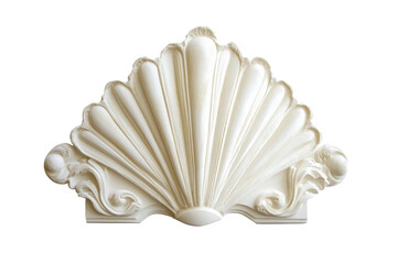 White scallop shell isolated on transparent background. White elegant sea jacobean scallop shell isolated on white background.