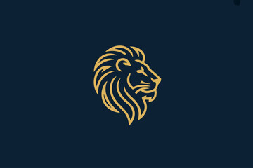 Elegant Gold Lion Head Logo Design for Business Branding