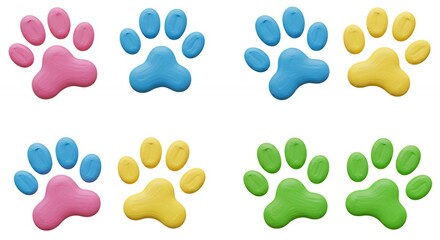 Fototapeta premium Colorful paw prints graphic design elements