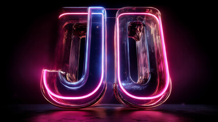 Neon Light Alphabet J with clipping path. 3D illustration