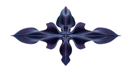 Symmetrical floral design featuring intricate, flowing shapes shades of blue and purple, creating sense of elegance and harmony. This artistic representation evokes feeling of tranquility