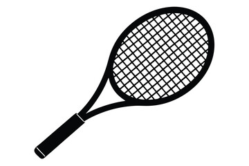 Black tennis racket features an open string pattern, 