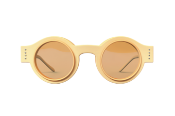 Stylish beige round eyeglasses isolated on transparent background. Beige glasses isolated on white background.
