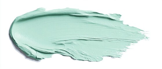 The smooth, airy brushstroke of pastel green paint on a white background.