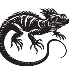 black Basilisk Lizard  Silhouette Vector, High Quality Illustration on White Background