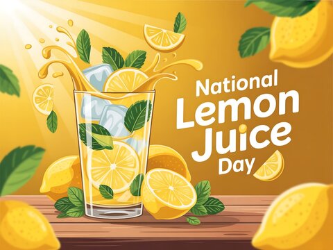 Refreshing national lemon juice day celebration with a splash