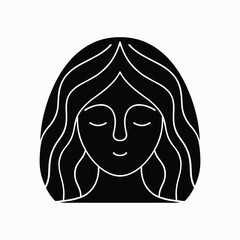 Peaceful Woman Silhouette Face Hair Icon Vector Illustration.