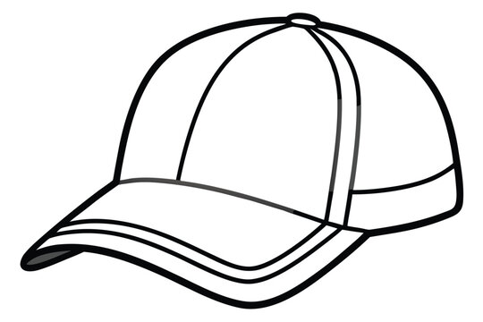 A white baseball cap outline shows a basic black border design