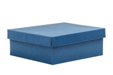 Blue textured gift box isolated on transparent background. Blue gift box isolated on white background.