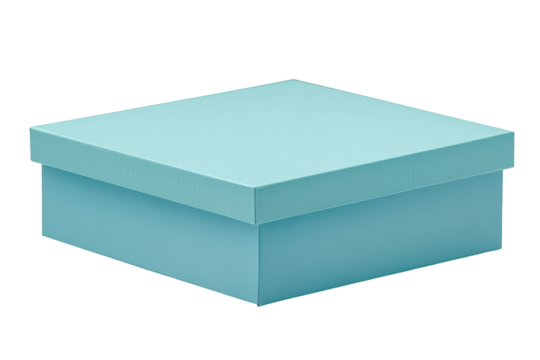 Light blue square gift box isolated on transparent background. Blue gift box isolated on white background.