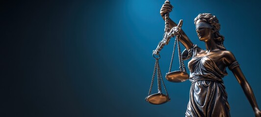 The elegant statue of Lady Justice holding balanced scales.