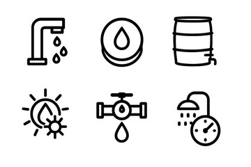 Fototapeta premium Water conservation icons depicting various plumbing elements and their functions in a household setting