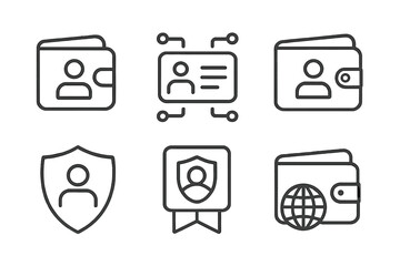 Fototapeta premium Identification symbols showcasing wallets, IDs, and security badges representing personal information protection