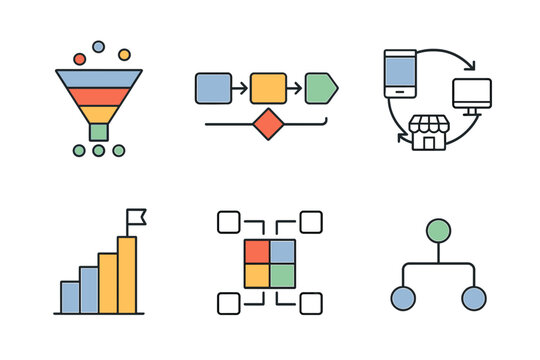 Visual representations of data flow, analysis, and digital communication in modern business settings