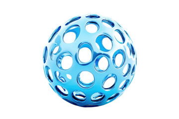 Abstract blue sphere ball geometric sphere ornament isolated on transparent background. Blue sphere ball isolated on white background, 3d rendering.