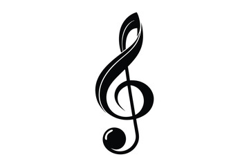 Obraz premium Boldly drawn black clef stands isolated displaying musical artistry against a white background