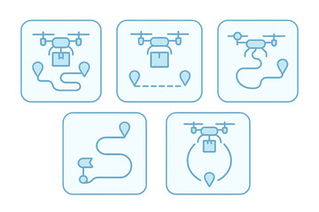 Fototapeta premium Drone delivery service demonstrates efficient package navigation through digital routes and mapping technology for timely logistics