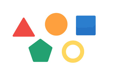 Colorful geometric shapes arranged on a plain background for educational purposes in a classroom setting