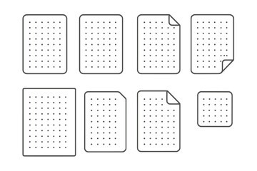 Various types of blank sheets with dotted patterns arranged in different orientations and sizes on a white background