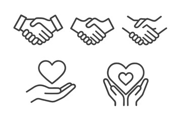 Obraz premium Handshakes and heart symbols representing cooperation and friendship during a community event in a city park