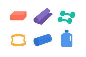 Variety of fitness accessories displayed on a clean background for a workout setup