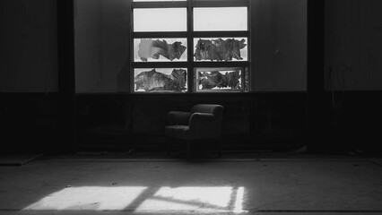 Abandoned building interior with graffiti,Taiwan