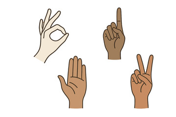 Fototapeta premium Various hand gestures representing different meanings for communication and expression