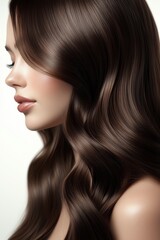 Naklejka premium Haircare Ad Concept – Female Model with Glossy Straight Hair