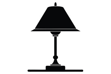 Obraz premium Black silhouette shows a desk lamp with a shade on a white backdrop