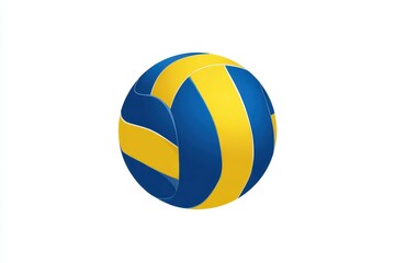 Obraz premium Volleyball ball icon designed in a realistic flat style, showcasing a vibrant yellow and blue color scheme for sports enthusiasts and athletes