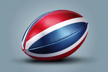 Colorful rugby ball with red, white, and blue design showcasing a vibrant vector illustration for sporting events or themed decorations