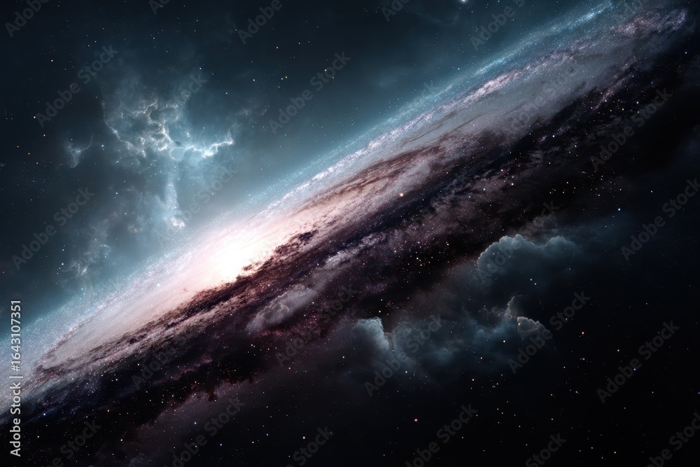 Wall mural stunning view of a distant galaxy filled with vibrant colors and intricate cosmic structures in a re