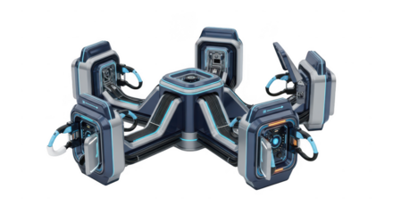 Futuristic Sci-Fi Control Panel: PNG, Transparent Background, 3D Render