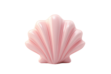 Pink and orange seashell on a blue wave isolated on transparent background. Cute seashell isolated on white background, 3d rendering.