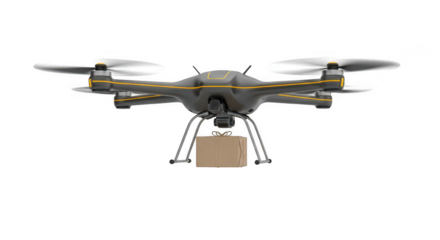 Drone Delivery Service:  Modern Package Transport, Transparent Background, PNG