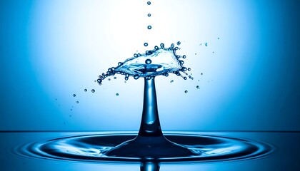 Water droplet impact, crown splash, ripples